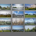 Park Landscape With Lush Green Spaces Tall Trees Urban Skyline And Calm Water Views