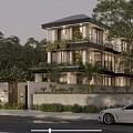 Modern Townhouse Villa Exterior 3d model