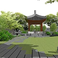 Chinese style park pavilion view pavilion 3d model