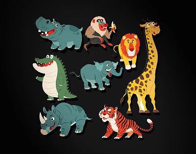 Cartoon Animal Silhouette Modern Animal Silhouette 3d model