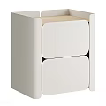 Modern White Bedside Table With Two Drawers And Light Wooden Top 3d model
