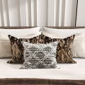 Elegant Decorative Throw Pillows With Mixed Patterns And Colors On Bedroom Bed 3d model