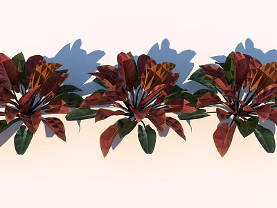 Vibrant Tropical Foliage Plants With Red And Green Leaves Arranged In A Row 3d model