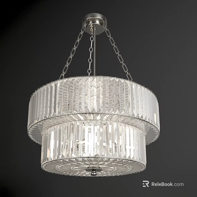 Modern Transparent Multi Tiered Crystal Chandelier Elegant Hanging Interior Design 3d model