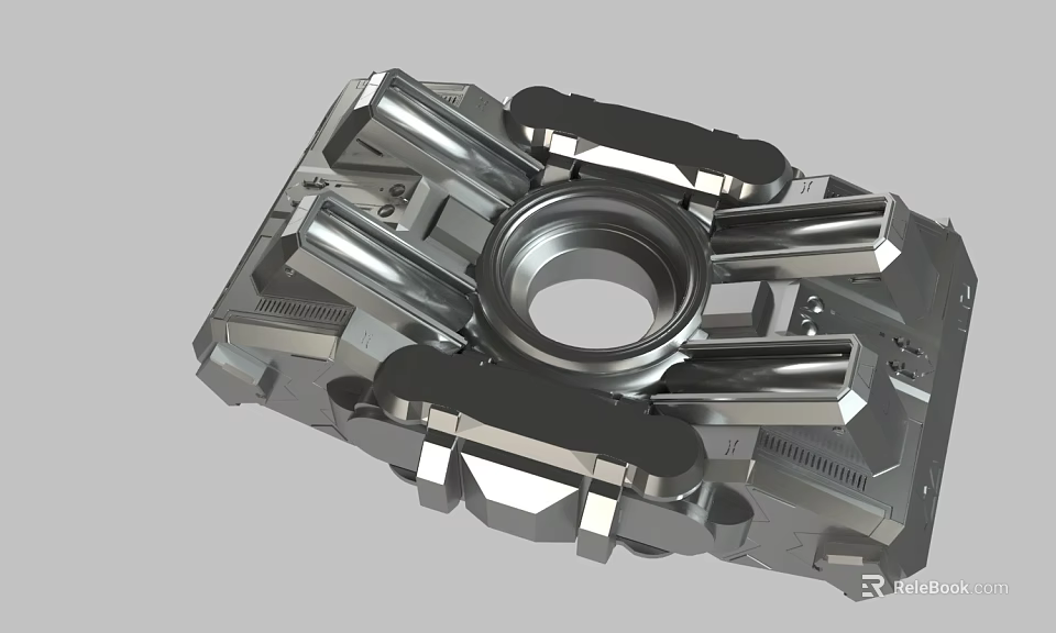 Industrial Metal Mechanical Component With Circular Hole And Intricate Structure 3d model