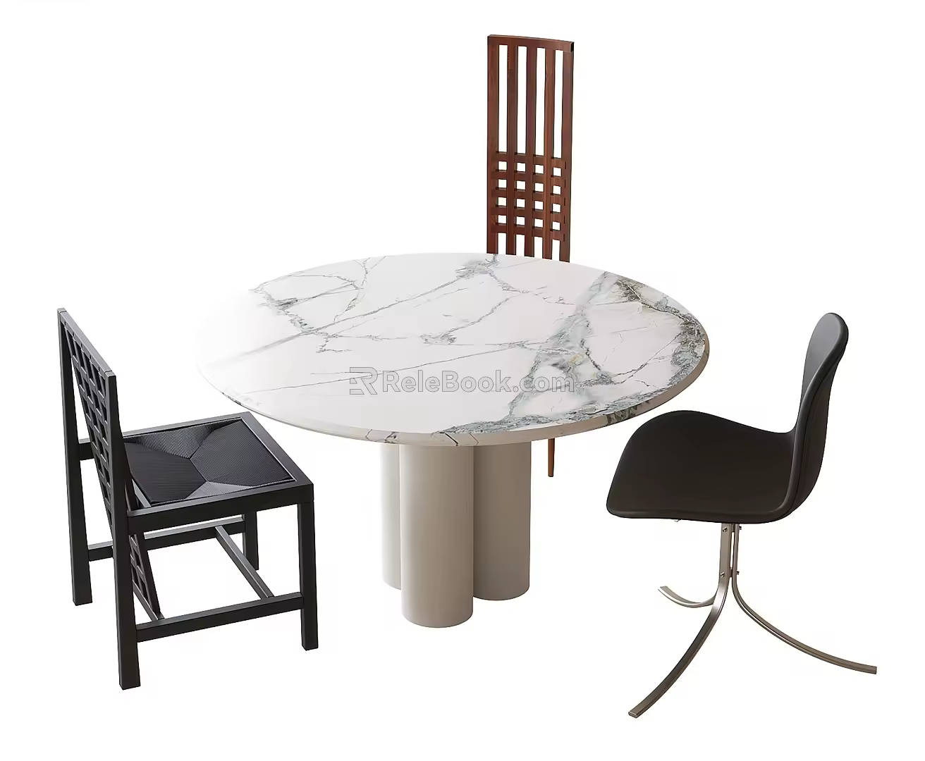Modern Dining Table and Chair Combination Dining Chair Single Chair 3d model