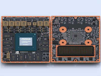 Industrial NVIDIA Jetson Circuit Board With Front And Back Components And Interface Chips 3d model