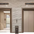 Elevator with Brown Open Door Marble Wall Floor 1 to 15 and 1 to 18 Indicators Design