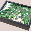 Commercial 3D Terrain Model Equipment with Black Frame Square Design Green Areas Roads