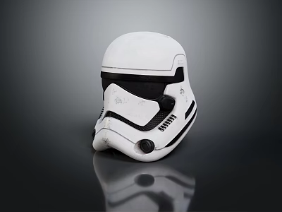 White Stormtrooper Helmet With Detailed Design Black Accents And Reflective Surface 3d model