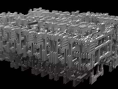 Industrial Equipment With Intricate Metal Structures And Geometric Mechanical Parts 3d model