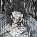 Game Movie Character With Spiky Black Hair Pale Skin Red Eyes Grinning Surrounded by Strings