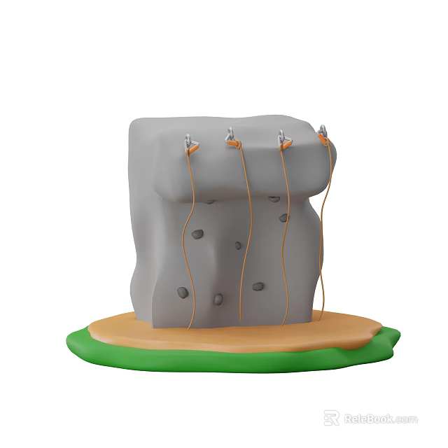 Kids Indoor Climbing Wall Sports Equipment With Rock Holds Ropes And Base 3d model 