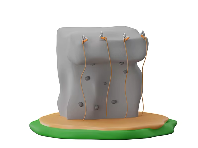 Kids Indoor Climbing Wall Sports Equipment With Rock Holds Ropes And Base 3d model