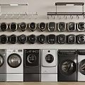 Various Modern Front Load Washing Machines With Stylish Control Panels And Designs