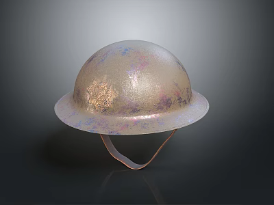 Military Weapon Helmet Featuring Dome Shaped Brim and Colorful Textured Surface 3d model