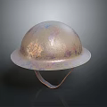 Military Weapon Helmet Featuring Dome Shaped Brim and Colorful Textured Surface