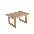 Natural Wooden Stool With Woven Seat And Simple Design For Home Use