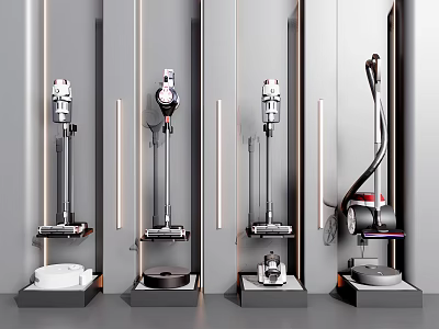 Modern Household Electrical Appliances Vacuum Cleaners Wall Mounted Storage Design 3d model