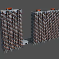 Two High Rise Residential Buildings With Red Rooftop Windows Balconies And Connected Structure