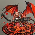 Anime Style Girl Character Riding On Red And Black Dragon With Chains