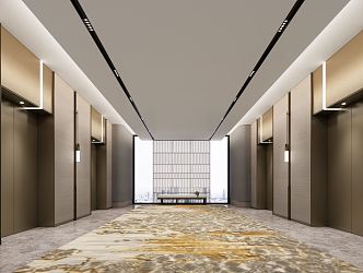 Modern Elevator Hall Hotel Elevator Hall 3d model