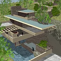 Detached Villa Exterior With Natural River Green Lawn And Surrounding Trees