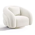 Beige Rounded Leisure Chair With Curved Armrests Plush Cushion And Color Options
