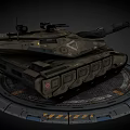 Futuristic Space Tank 3D Model On Circular Platform With Modern Camouflage Design