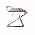 Modern Outdoor Landscape Bench With Wooden Slats And Metal Frame Design