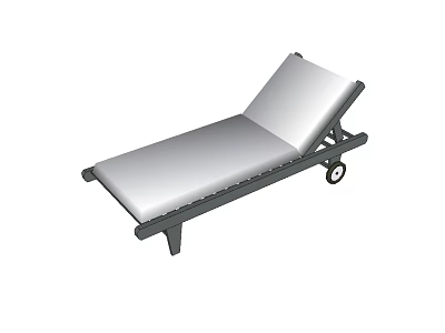 Modern Outdoor Lounge Chair With Metal Frame Adjustable Backrest And Wheels 3d model