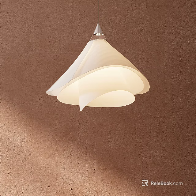 Modern White Pendant Light with Sleek Minimalist Design and Soft Illumination Against Brown Textured Wall 3d model 
