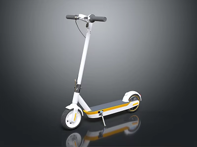Modern Electric Scooter With White Frame Yellow Deck And Black Handlebar 3d model
