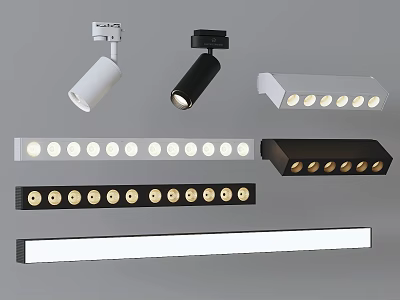 Modern Downlights and Spotlights with Sleek Styles and Multiple Lighting Fixtures 3d model