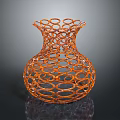 Orange Circular Ring Woven Vase With Hollow Design For Home Decor