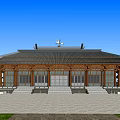Ancient Chinese Architecture Traditional Design With Wooden Structure Overhanging Eaves And Courtyard