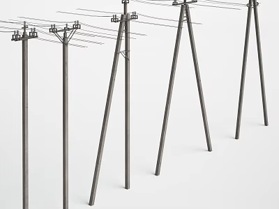 Essential Road Infrastructure Featuring Multiple Utility Poles With Power Lines 3d model