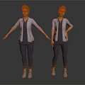 Two Women Standing In Light Purple Cardigans Dark Tops Pants And Gray Boots