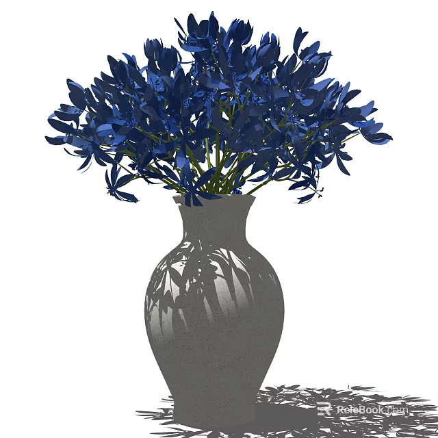 Elegant White Vase With Blue Flowers For Home Decorative 3d model