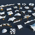 Tensile Membrane Architectural Structures Featuring Various Shapes And Modern Designs 3d model
