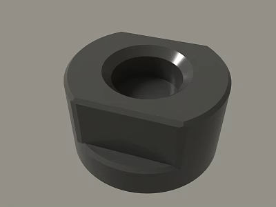 Black Cylindrical Mechanical Part With Central Hole Smooth Surface And Side Notch 3d model