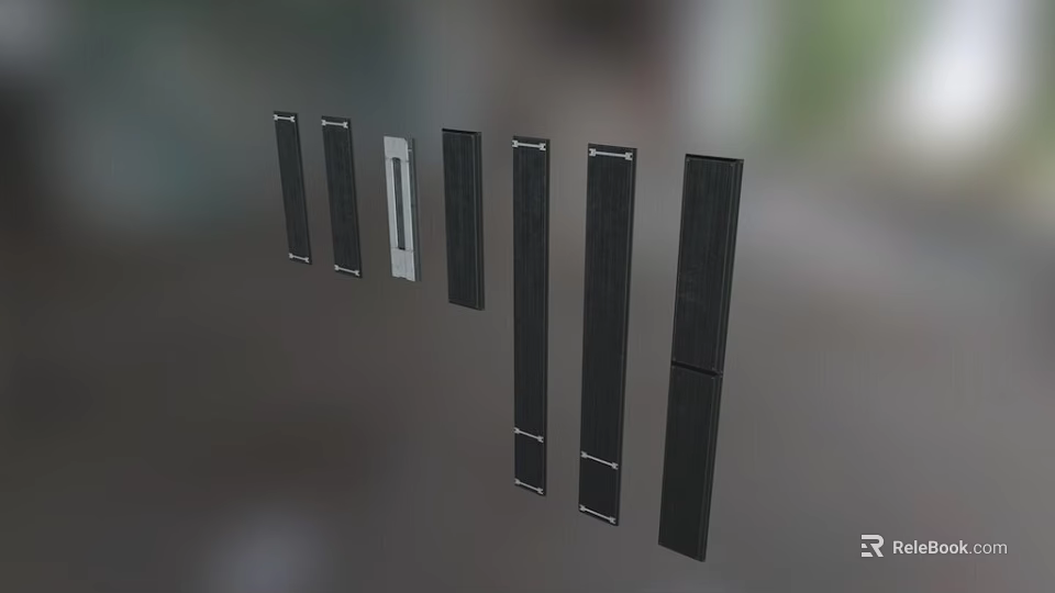 Modern Black And White Long Strips Arranged As Decorative Design Elements 3d model 