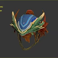 Dragon Inspired Helmet For Game Movie Character With Blue Green Red Ornate Shiny Design