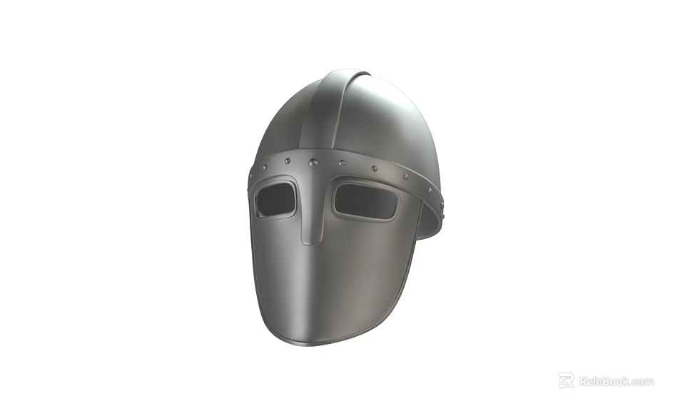 Medieval Metal Helmet With Visor And Rivets Design For Historical Use 3d model 