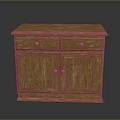 Natural Wooden Cabinet With Two Top Drawers And Double Doors Wood Grain Surface