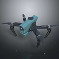 Teal Colored Drone With Four Propellers And Camera For Aerial Tasks