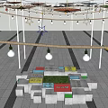 Tree Pit With Colorful Seating Blocks And Illuminated Design In Urban Square