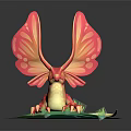Game Movie Fantasy Dragon Character with Red Orange Butterfly Wings and Green Base