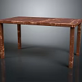 Brown Textured Wooden Table With Rectangular Top And Four Legs Design 3d model