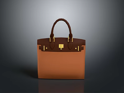 Brown Leather Handbag With Golden Hardware And Top Handle Design 3d model